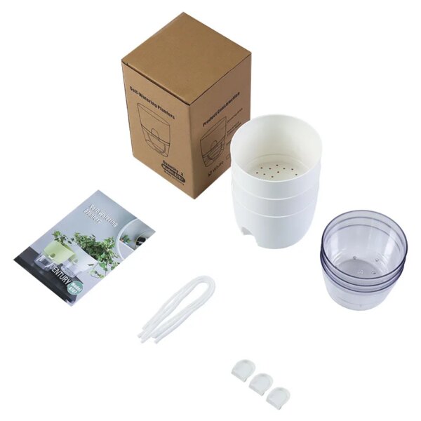 Flowerpots 3 Set Transparent Plastic Double-deck And Self-absorbent Cotton Rope Lazy Flower Pot Fashion Flowerpot Garden Supplie - Image 6