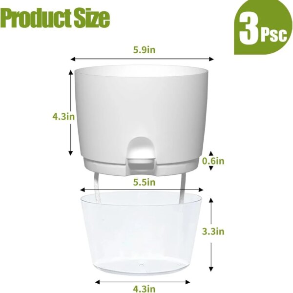 Flowerpots 3 Set Transparent Plastic Double-deck And Self-absorbent Cotton Rope Lazy Flower Pot Fashion Flowerpot Garden Supplie - Image 5