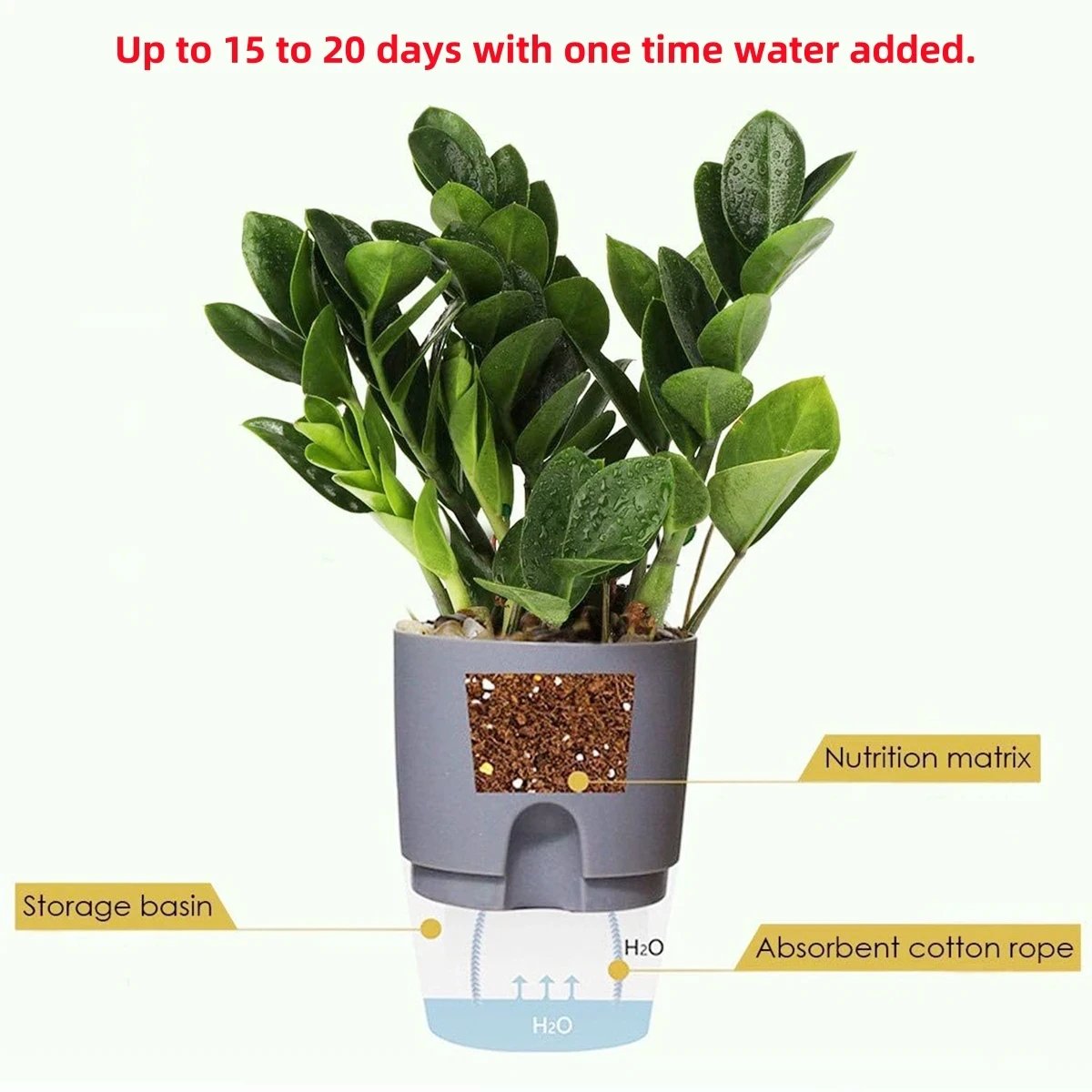 2 Layer Soilless Cultivation Flower Pot Cotton Rope Self Watering Hydroponic Plant Basin Automatic Irrigation Lazy Flowerpot 1Pc