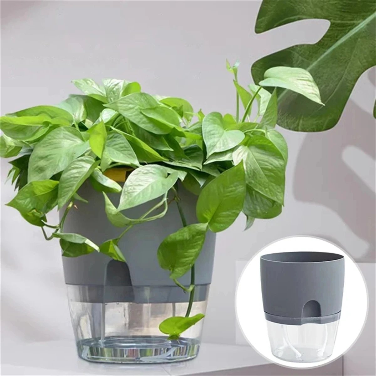 2 Layer Soilless Cultivation Flower Pot Cotton Rope Self Watering Hydroponic Plant Basin Automatic Irrigation Lazy Flowerpot 1Pc