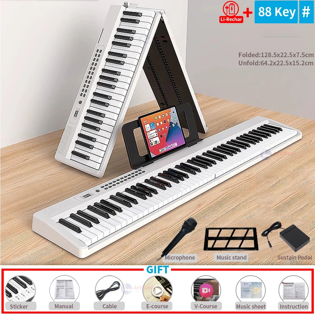 New Folding Piano 88 Keys Midi Musical Keyboard Professional Children's Music Instruments Adult Electronic Portable Synthesizer