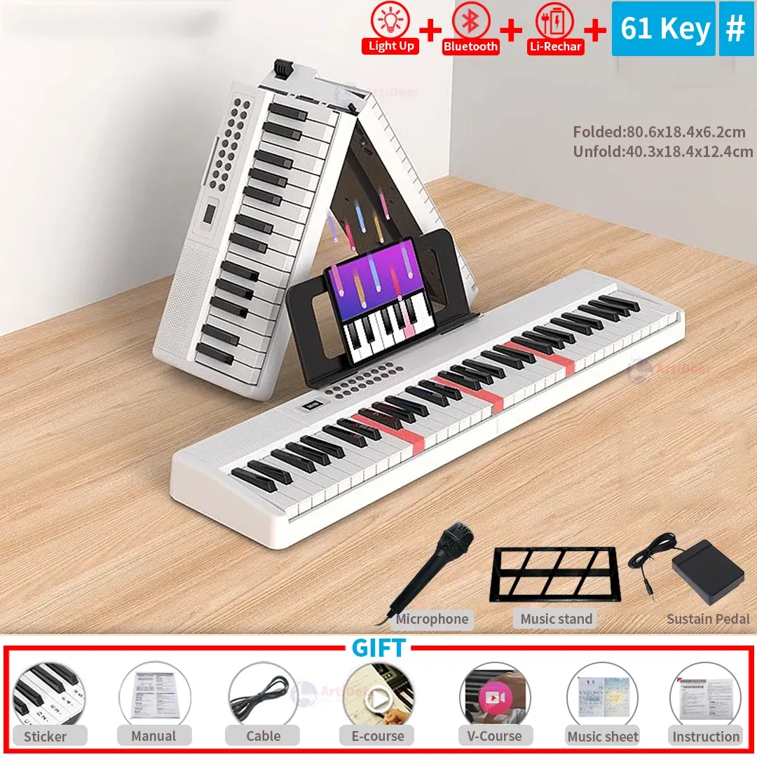 New Folding Piano 88 Keys Midi Musical Keyboard Professional Children's Music Instruments Adult Electronic Portable Synthesizer