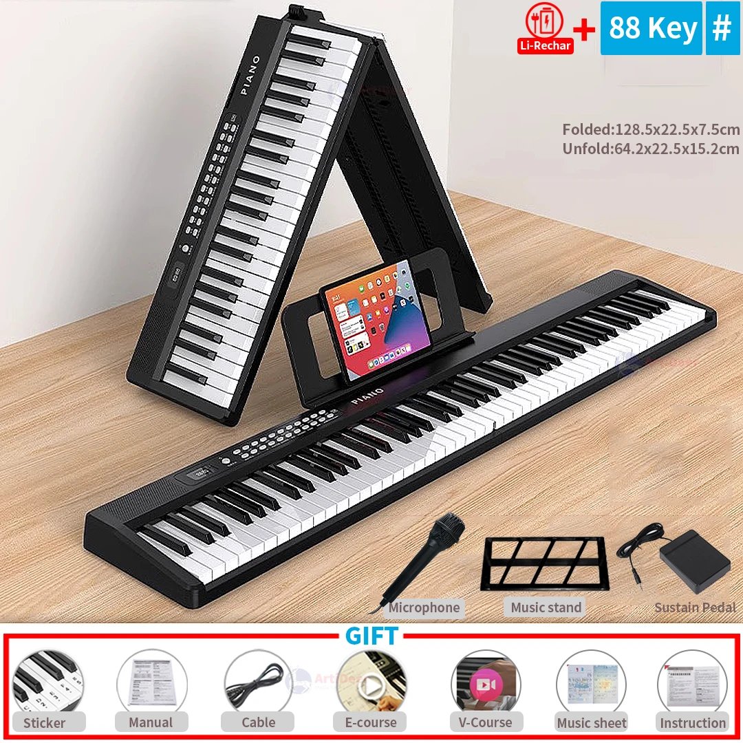 New Folding Piano 88 Keys Midi Musical Keyboard Professional Children's Music Instruments Adult Electronic Portable Synthesizer