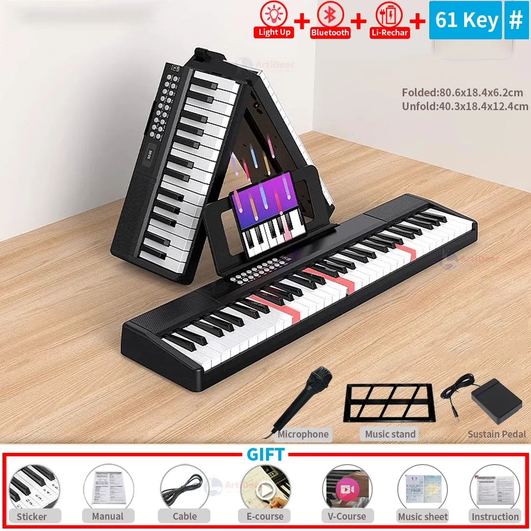 New Folding Piano 88 Keys Midi Musical Keyboard Professional Children's Music Instruments Adult Electronic Portable Synthesizer