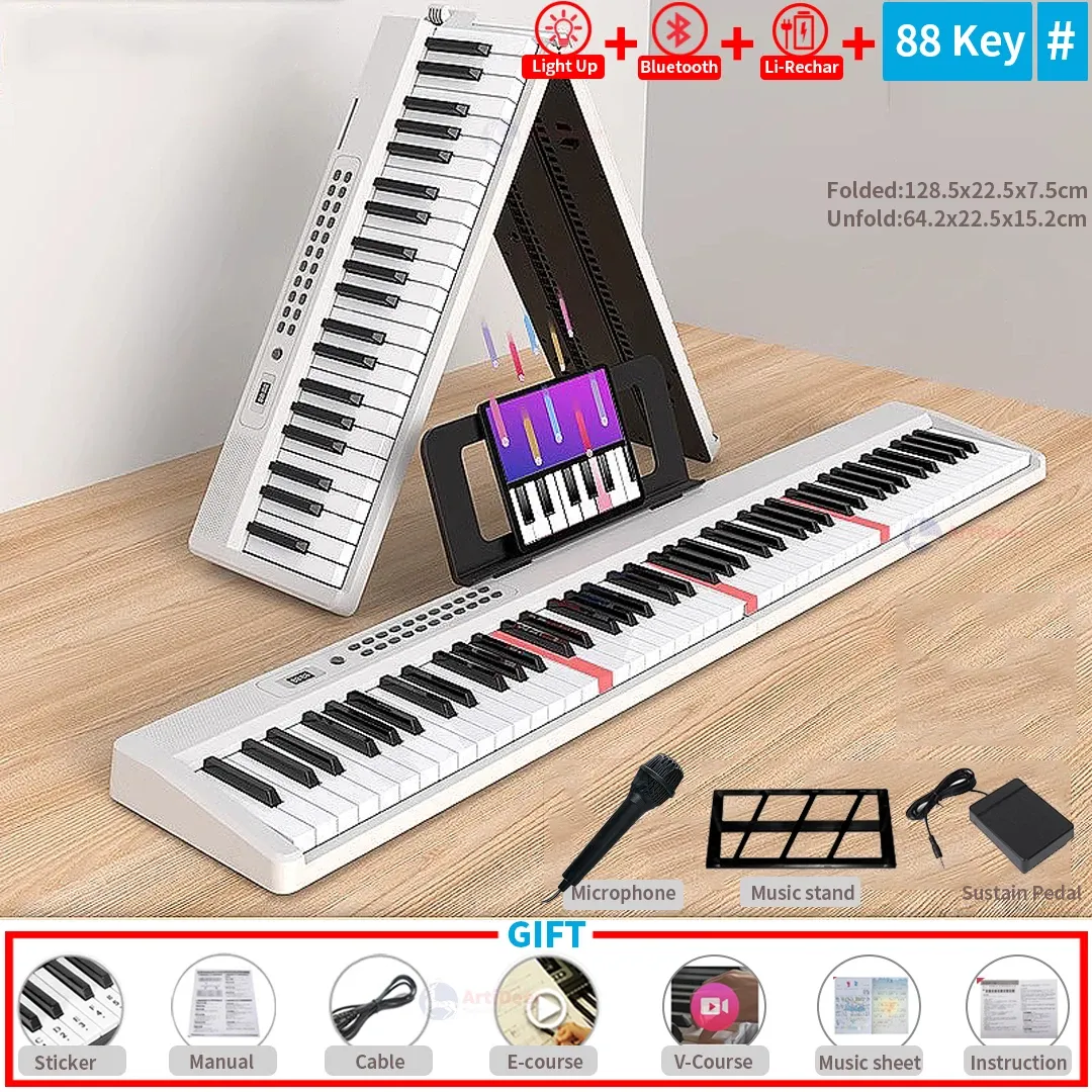 New Folding Piano 88 Keys Midi Musical Keyboard Professional Children's Music Instruments Adult Electronic Portable Synthesizer