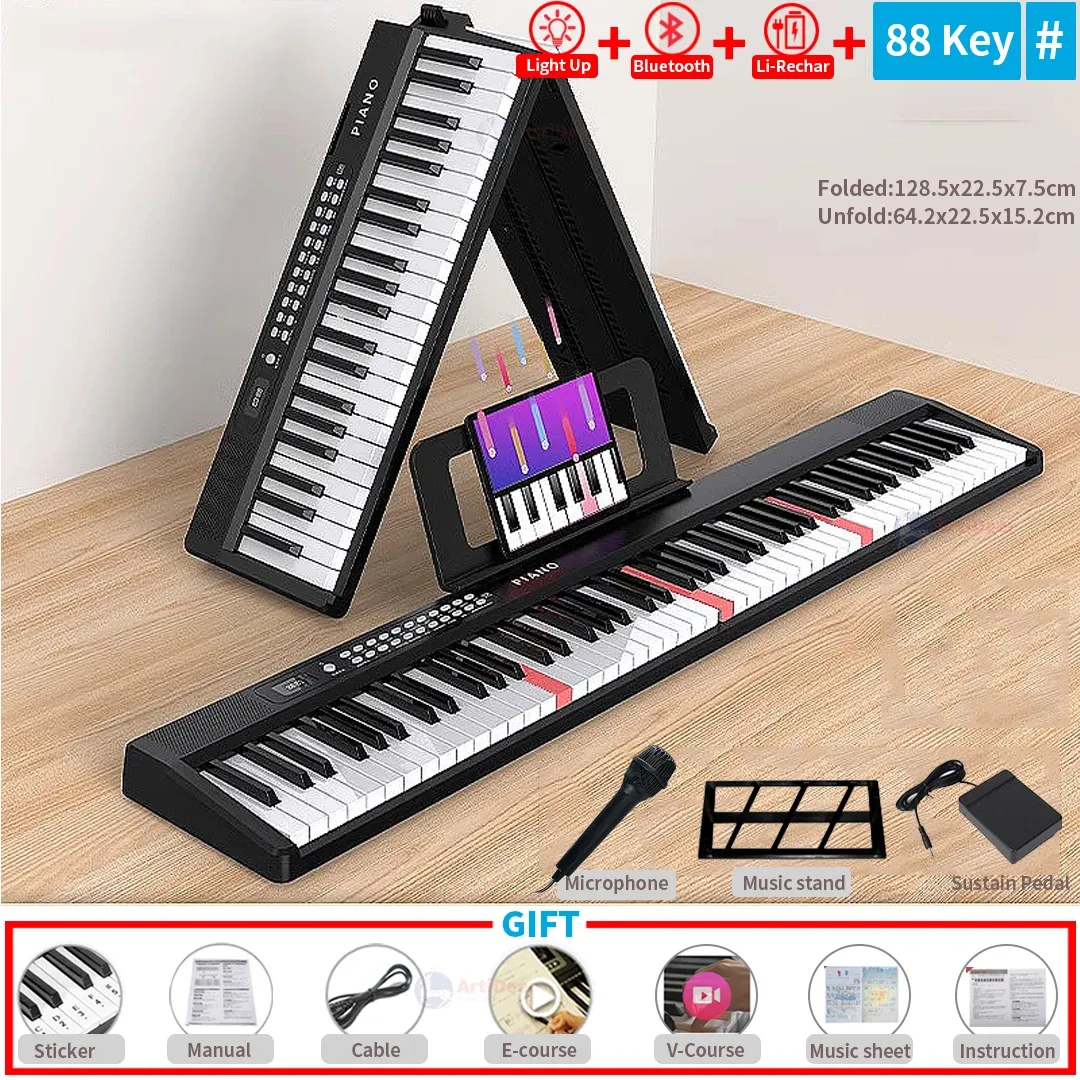 New Folding Piano 88 Keys Midi Musical Keyboard Professional Children's Music Instruments Adult Electronic Portable Synthesizer