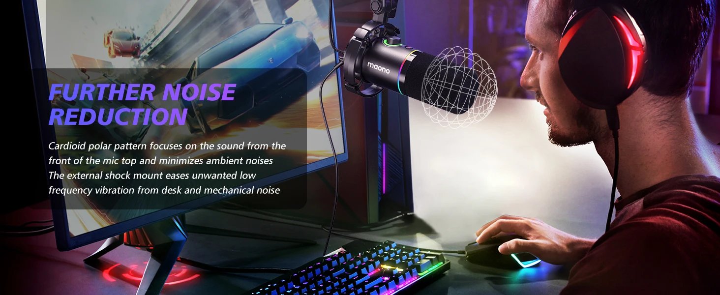 Maono PD200XS Dynamic Microphone XLR/USB Dual mode Dynamic Mic Podcast Mic with Maonolink Software and Gain Knob for Recording