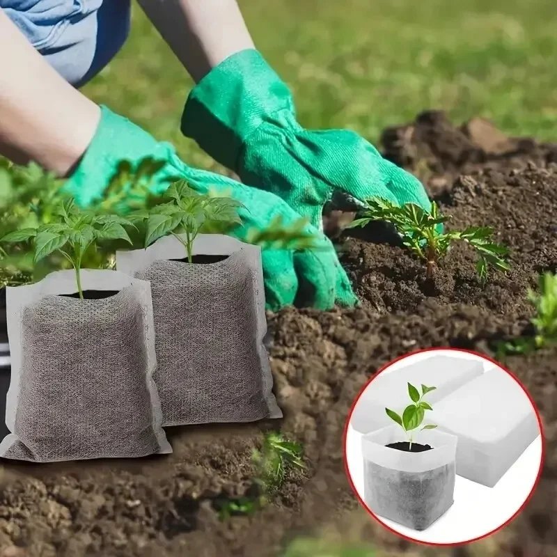 8x10cm 100pcs Biodegradable Seed Nursery Bags, Non-Woven Plants GrowBags, Fabric Seedling Pots Plants Pouch, Home Garden Supply 8x10cm 100pcs Biodegradable Seed Nursery Bags, Non-Woven Plants GrowBags, Fabric Seedling Pots Plants Pouch, Home Garden Supply