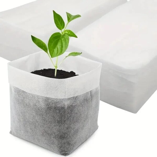 8x10cm 100pcs Biodegradable Seed Nursery Bags, Non-Woven Plants GrowBags, Fabric Seedling Pots Plants Pouch, Home Garden Supply - Image 6