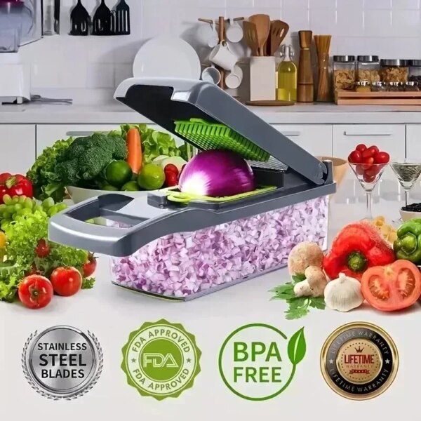 14/16 in 1 Multifunctional Vegetable Chopper Handle Food Grate Food Chopper Vegetable Slicer Dicer Cut Kitchen Items Cocina - Image 2