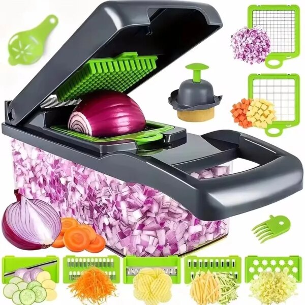 14/16 in 1 Multifunctional Vegetable Chopper Handle Food Grate Food Chopper Vegetable Slicer Dicer Cut Kitchen Items Cocina