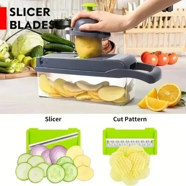 14/16 in 1 Multifunctional Vegetable Chopper Handle Food Grate Food Chopper Vegetable Slicer Dicer Cut Kitchen Items Cocina - Image 3