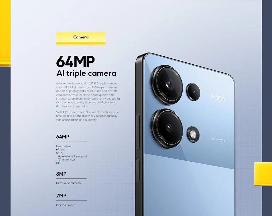 POCO M6 Pro Global Version Helio G99 Ultra 120Hz Flow AMOLED 64MP Triple Camera with OIS 67W turbo charging