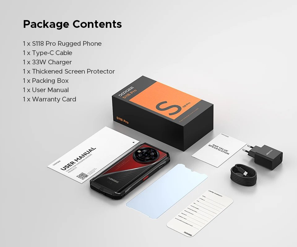 World Premiere DOOGEE S118 Pro 5G Rugged Phone 6.6'' FHD 120Hz 8GB RAM 512GB ROM 10800mAh Battery Android 14 Cell Phone With NFC