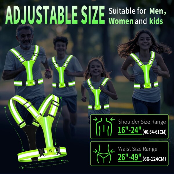 Adjustable Reflective Security Vests Safety High Visibility Rechargeable Running Cloth For Outdoor Night Runners Cycling Sports - Image 4