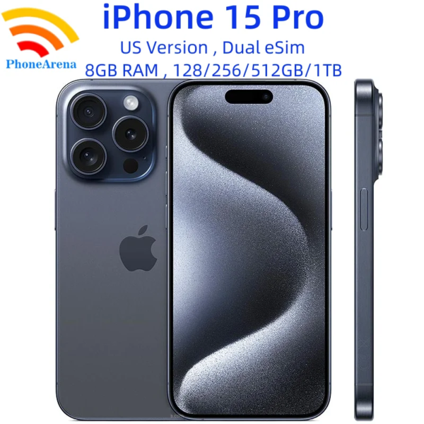 Unlocked iPhone 15 Pro 128/256/512GB 1TB ROM Dual eSIM 8GB RAM 6.1" Original Super Retina OLED Face ID NFC A16 15Pro 5G Phone