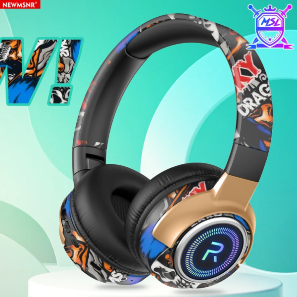 #LED Graffiti Wireless Bluetooth Headsets Hifi Stereo Foldable Headphone Sport Gamer Earphone Noise Reduction Headsets Handsfree - Image 6