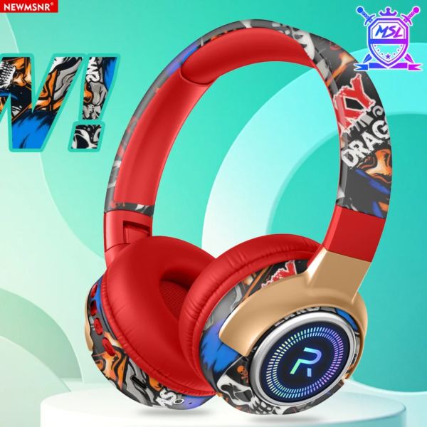 #LED Graffiti Wireless Bluetooth Headsets Hifi Stereo Foldable Headphone Sport Gamer Earphone Noise Reduction Headsets Handsfree - Image 5