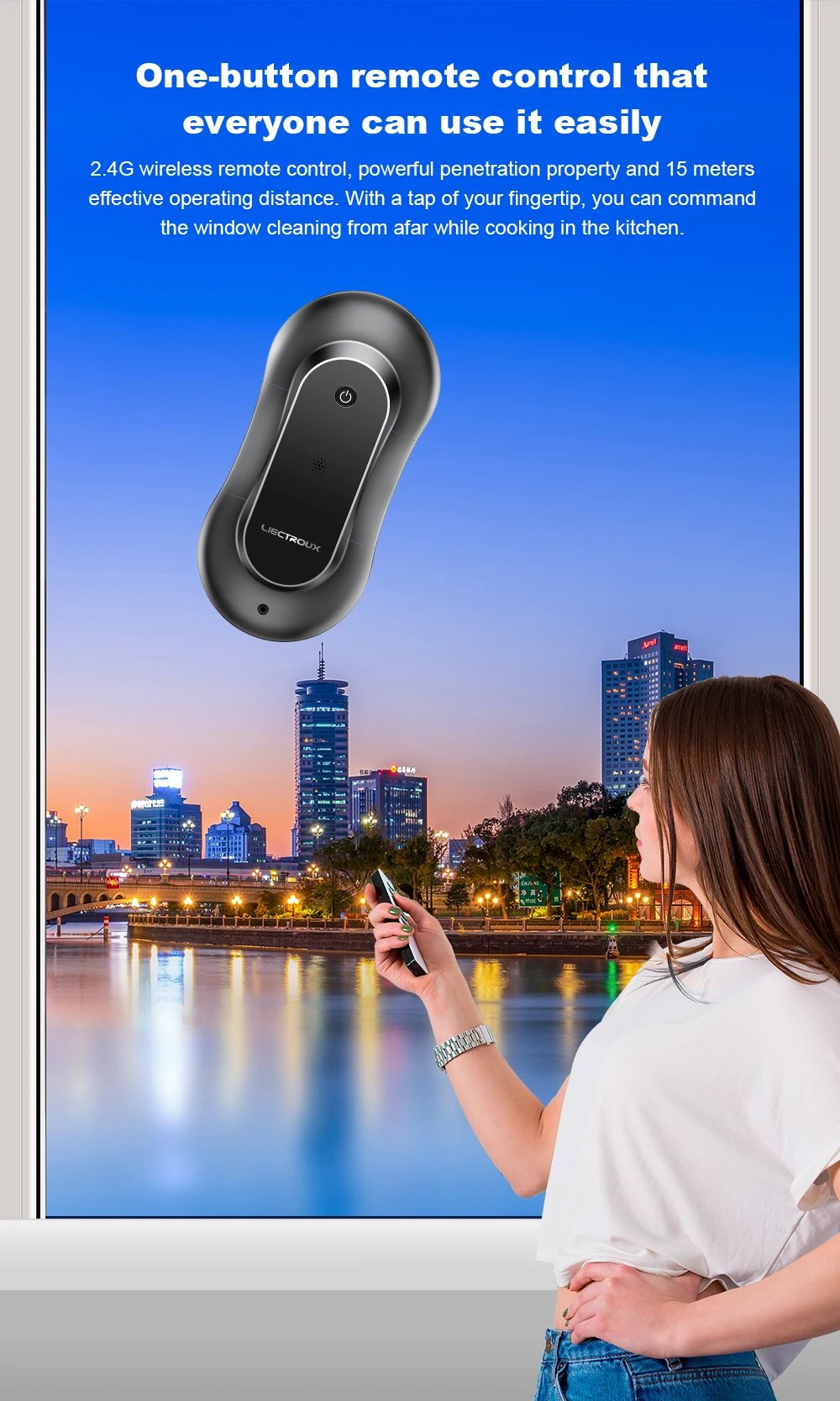 Window Cleaning Robot Liectroux YW810,Dual Water Spray,Smart Memory, Laser Sensor,Home Glass Floor Wall Robot Window Cleaner