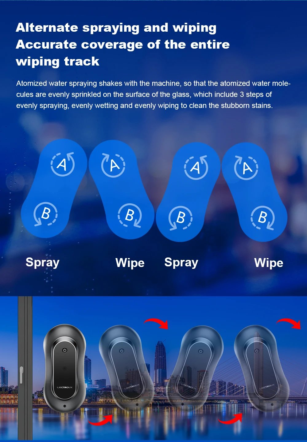 Window Cleaning Robot Liectroux YW810,Dual Water Spray,Smart Memory, Laser Sensor,Home Glass Floor Wall Robot Window Cleaner