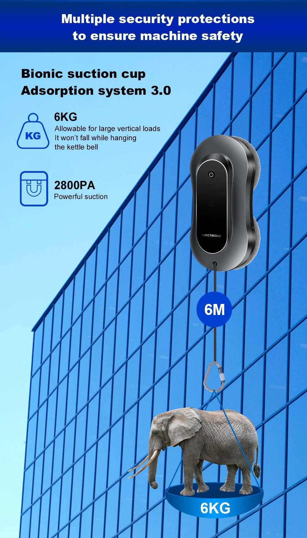 Window Cleaning Robot Liectroux YW810,Dual Water Spray,Smart Memory, Laser Sensor,Home Glass Floor Wall Robot Window Cleaner