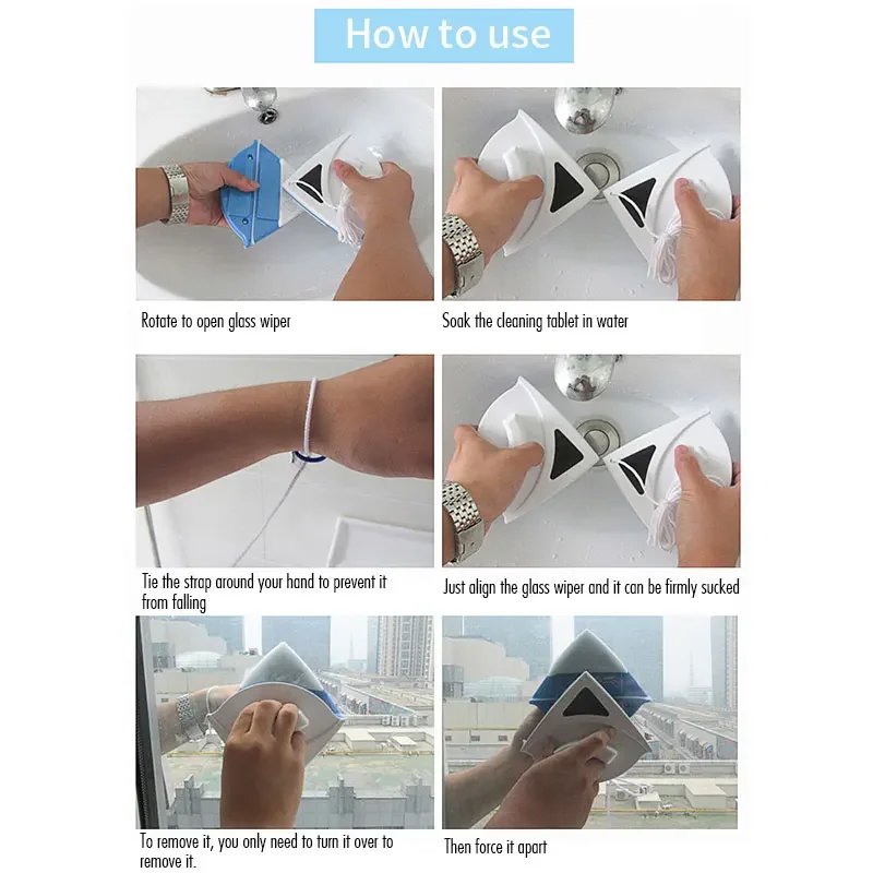 New Magnetic Window Cleaner Brush for Home and High-Rise Window Cleaning Double Sided Glass Cleaning Tool with Strong Magnet