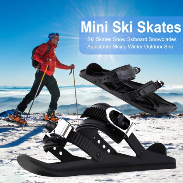 Mini Short Ski Skates Short Mini Skating Ski Shoes Portable Short Shoe Snowblades for Winter Outdoor Sports