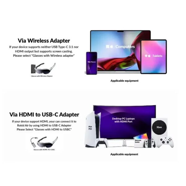 New Rokid Air 3D AR Glasses Foldable VR Smart Glasses 120" Screen 1080P OLED Dual Display 43°FoV 55PPD Home Game Viewing Device - Image 3