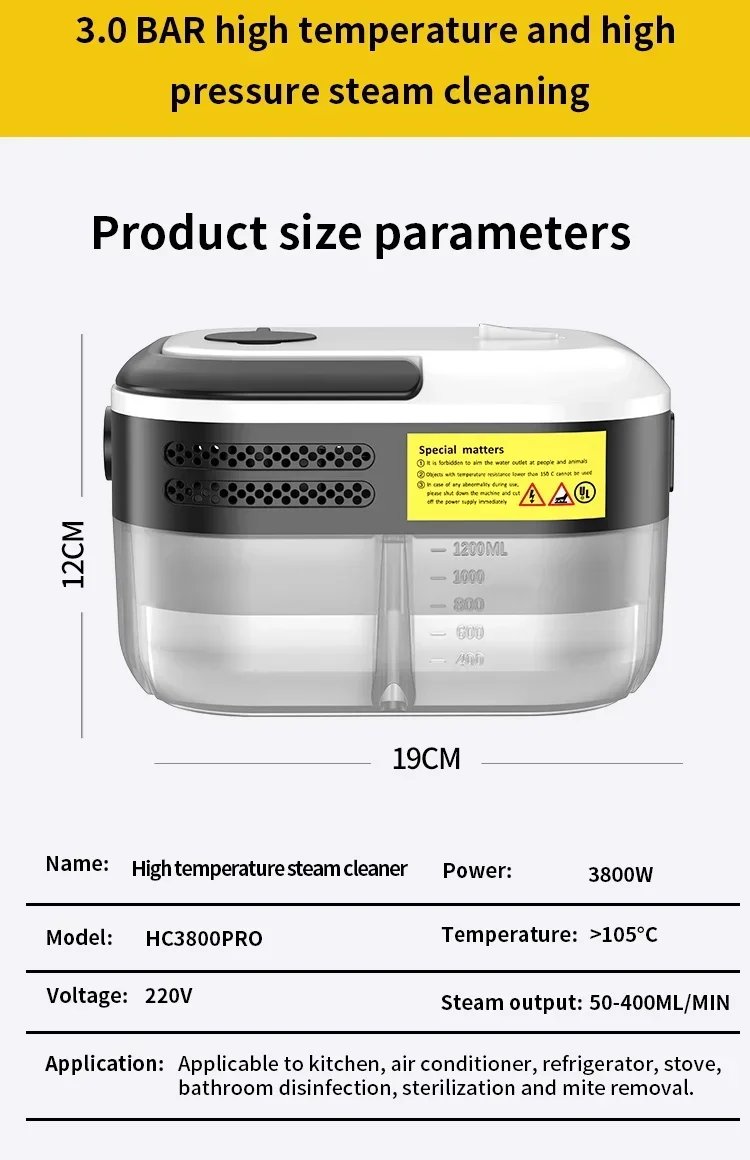 Steam Cleaner Temperature Sterilization Air Conditioning Kitchen Hood Home/Car Steaming Cleaner 110V US Plug /220V EU Plug