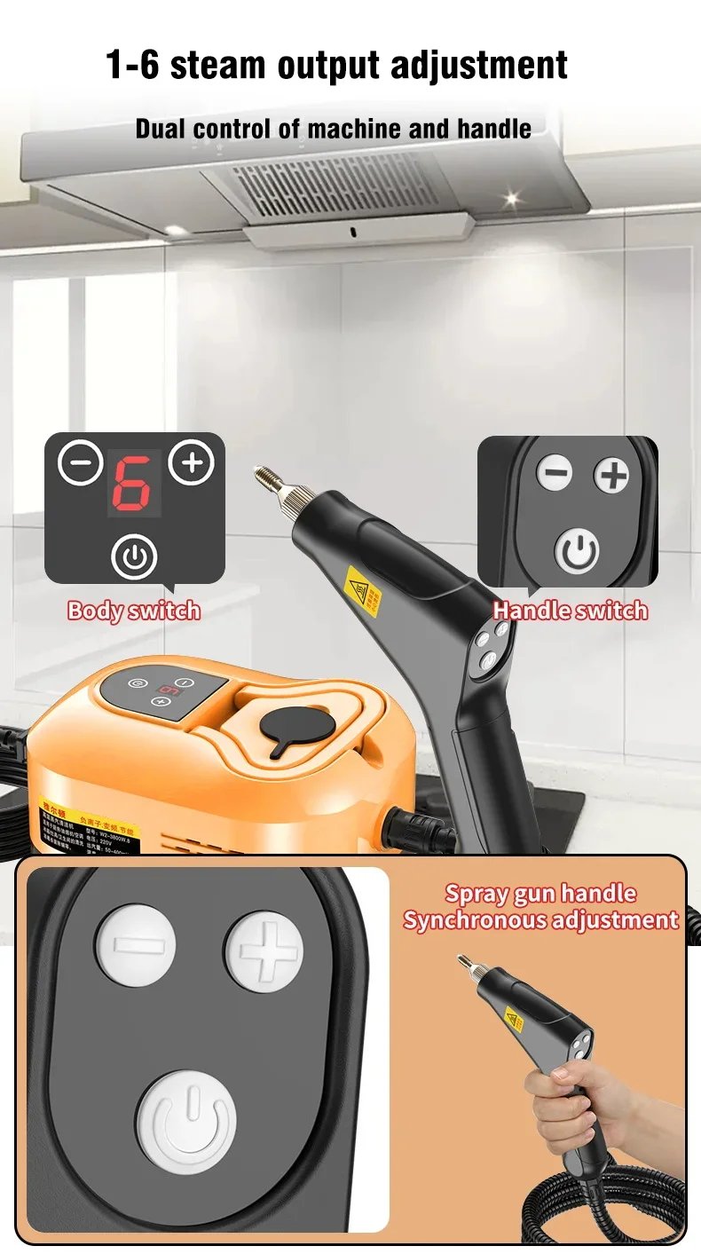 2500W Handheld Steam Cleaner High Temperature Pressurized Steam Cleaning Machine Set for Kitchen Furniture Bathroom Car SteamMop