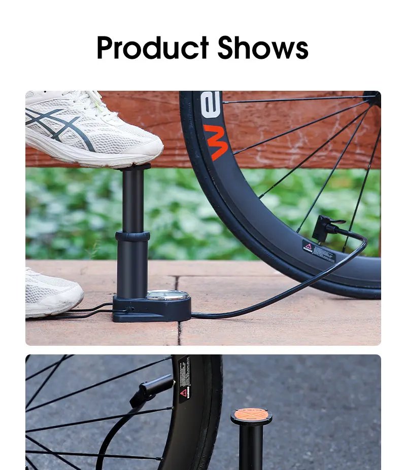 WEST BIKING 140PSI Foot Pump With Gauge Portable Bicycle Tire Inflator Motorcycle E-bike Bike Pump MTB Road Bike Accessories