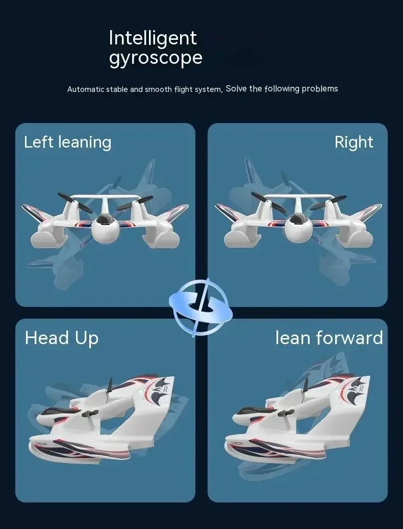 Amphibious YF-350 Waterproof 2.4G Radio EPP Foam Fixed-Wing Glider Aircraft RC Plane with LED Lights Plane Toys