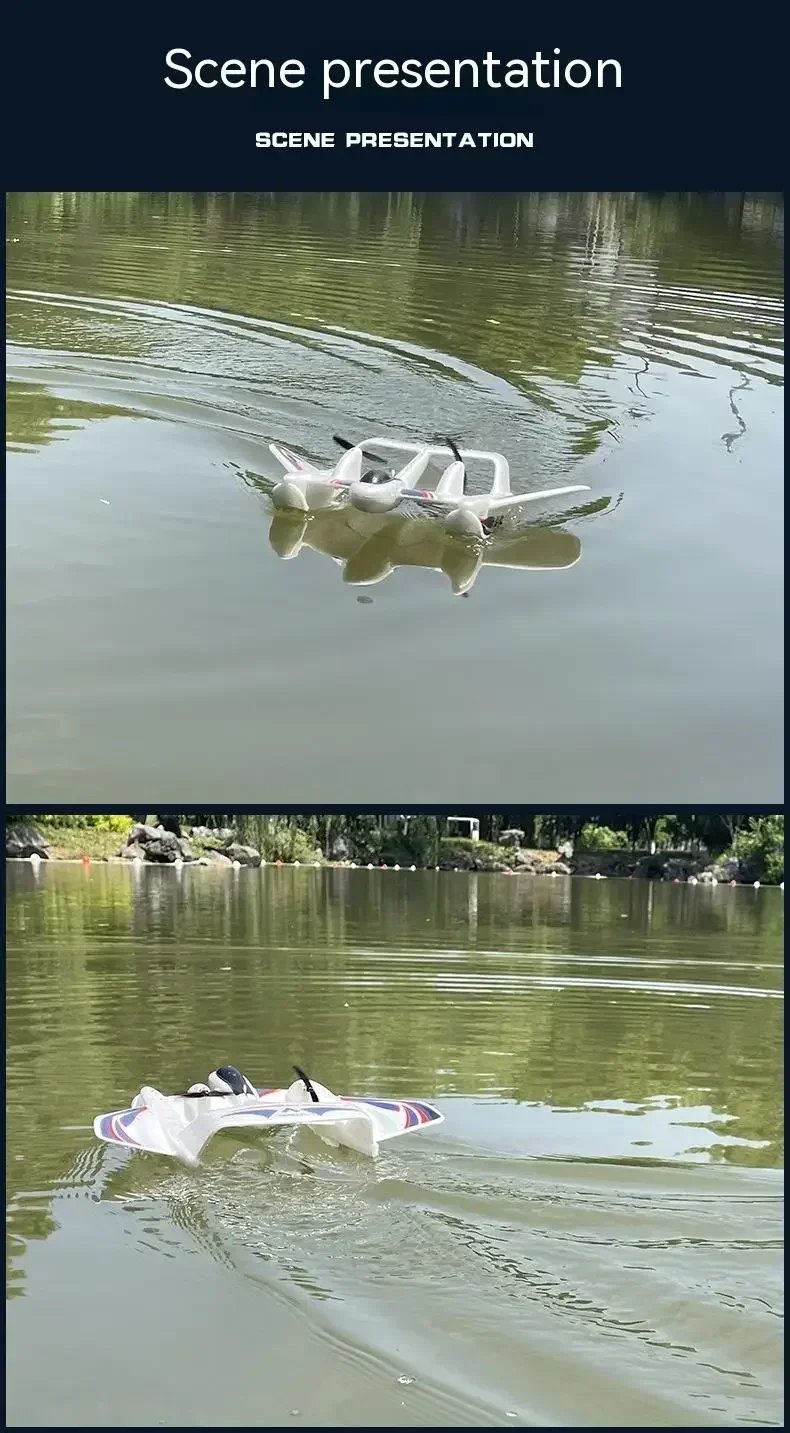Amphibious YF-350 Waterproof 2.4G Radio EPP Foam Fixed-Wing Glider Aircraft RC Plane with LED Lights Plane Toys