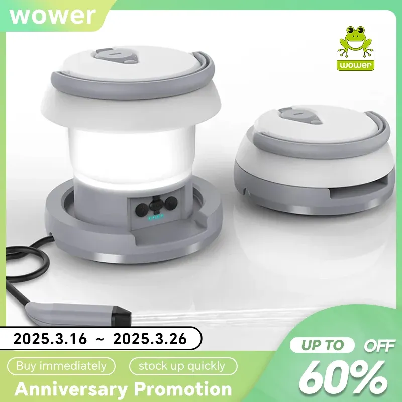 WOWER Portable Bidet Foldable 1L Toilet Sprayer Travel Shattaf with Light for Personal Cleaning Hiking Camping Lantern