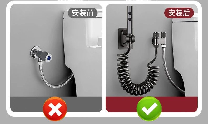 Handheld Toilet Bidet Faucet Rain Sprayer Stainless Steel Dual Button Bidet Sprayer Set Handheld Sprayer Shower Self-Cleaning