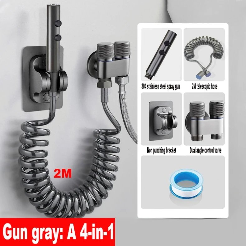 Handheld Toilet Bidet Faucet Rain Sprayer Stainless Steel Dual Button Bidet Sprayer Set Handheld Sprayer Shower Self-Cleaning