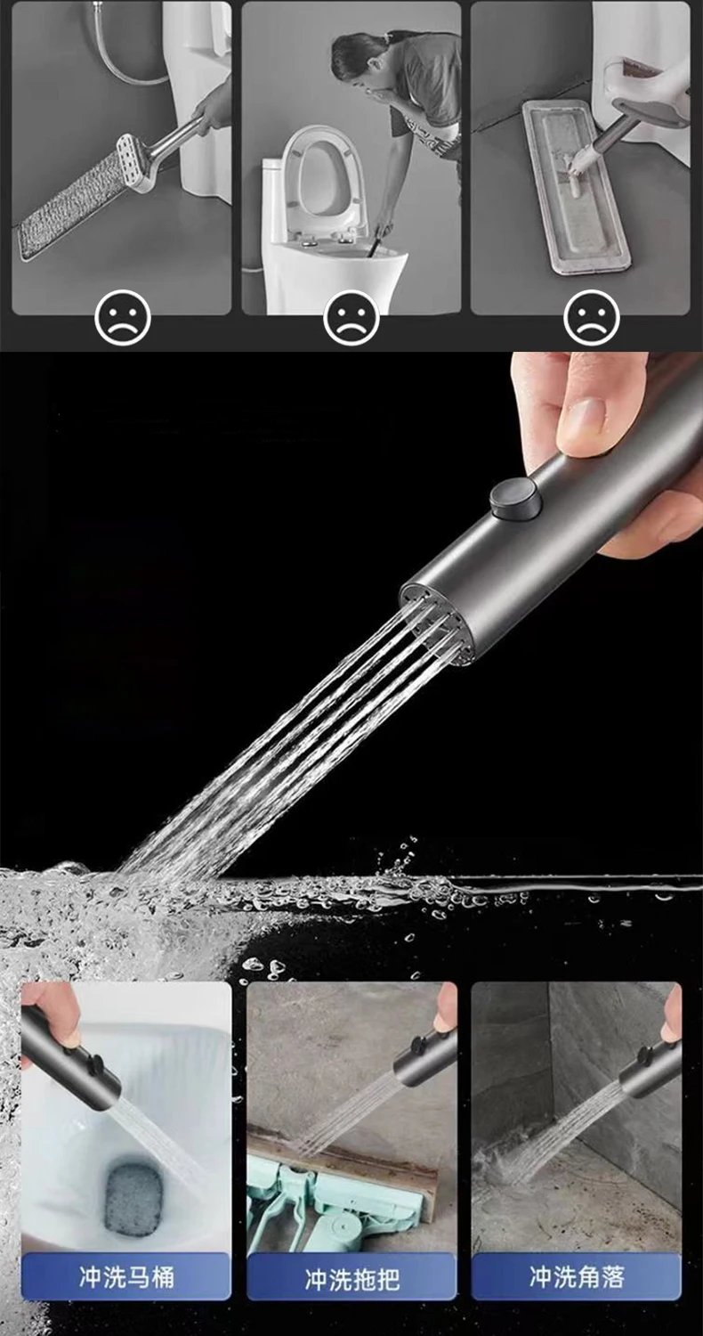 Handheld Toilet Bidet Faucet Rain Sprayer Stainless Steel Dual Button Bidet Sprayer Set Handheld Sprayer Shower Self-Cleaning