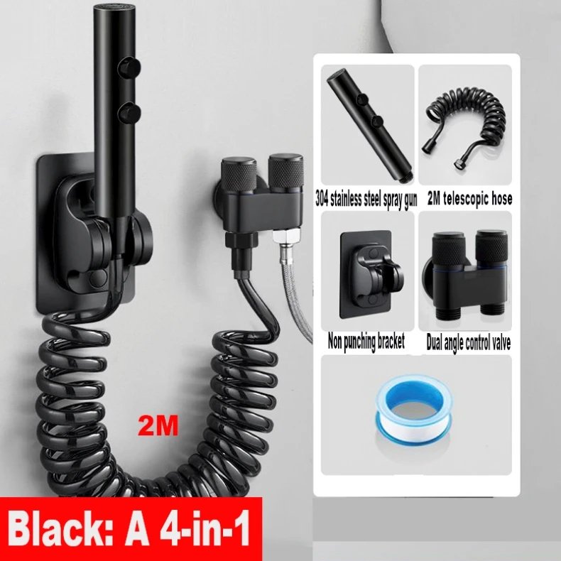 Handheld Toilet Bidet Faucet Rain Sprayer Stainless Steel Dual Button Bidet Sprayer Set Handheld Sprayer Shower Self-Cleaning