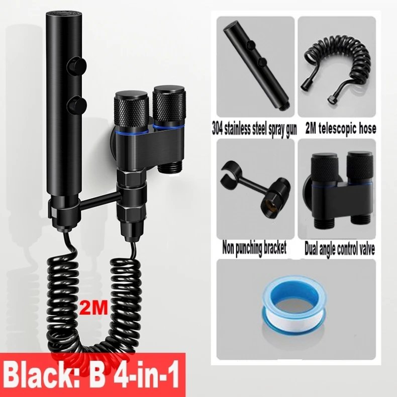 Handheld Toilet Bidet Faucet Rain Sprayer Stainless Steel Dual Button Bidet Sprayer Set Handheld Sprayer Shower Self-Cleaning