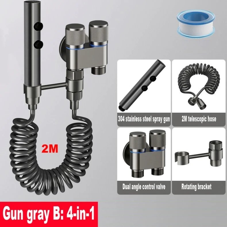 Handheld Toilet Bidet Faucet Rain Sprayer Stainless Steel Dual Button Bidet Sprayer Set Handheld Sprayer Shower Self-Cleaning