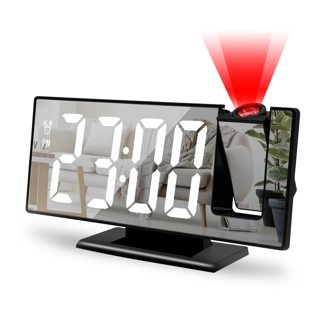 180° Arm Projection Alarm Clock Time Temperature USB Plug-in Digital Alarm Clock Snooze Table Clock 12/24H Projector LED Clock 180° Arm Projection Alarm Clock Time Temperature USB Plug-in Digital Alarm Clock Snooze Table Clock 12/24H Projector LED Clock