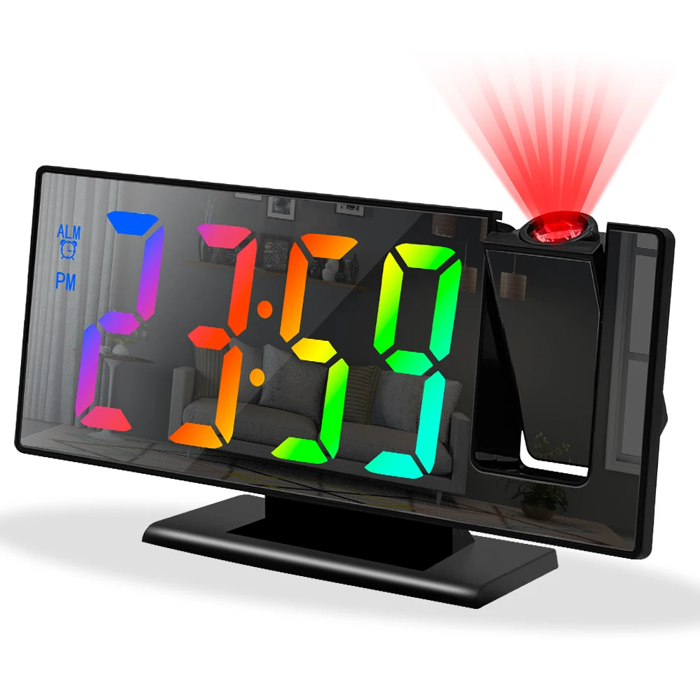 180° Arm Projection Alarm Clock Time Temperature USB Plug-in Digital Alarm Clock Snooze Table Clock 12/24H Projector LED Clock 180° Arm Projection Alarm Clock Time Temperature USB Plug-in Digital Alarm Clock Snooze Table Clock 12/24H Projector LED Clock
