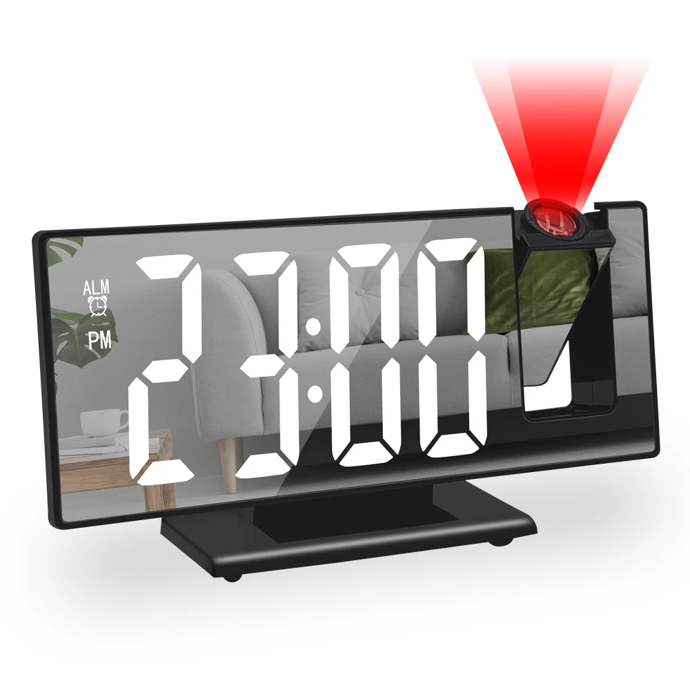 180° Arm Projection Alarm Clock Time Temperature USB Plug-in Digital Alarm Clock Snooze Table Clock 12/24H Projector LED Clock 180° Arm Projection Alarm Clock Time Temperature USB Plug-in Digital Alarm Clock Snooze Table Clock 12/24H Projector LED Clock