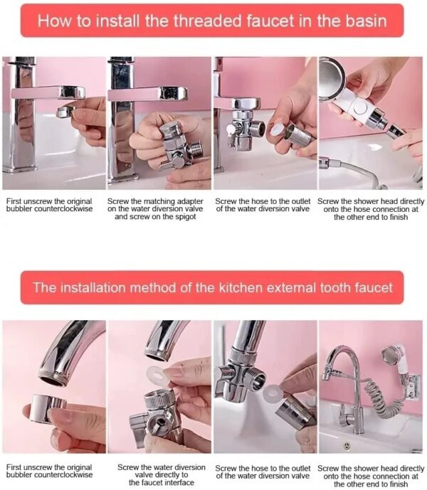 New Faucet extender external shower head bathroom faucet adapter attachment washbasin faucet external shower head set - Image 6