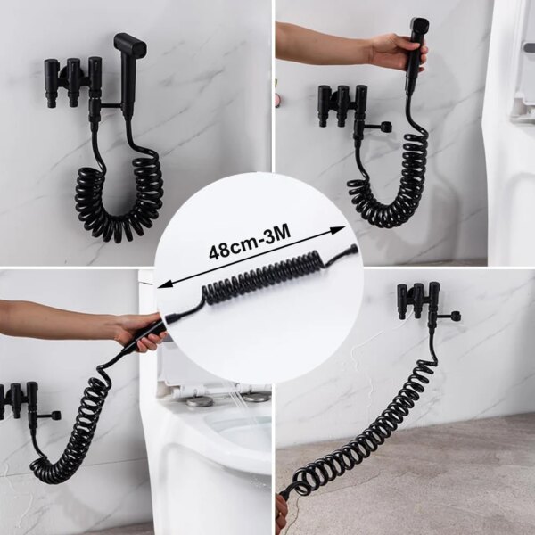 New 3M Spring Flexible Retractable Hose For Shower Head Toilet Bidet Water Pipe Plumbing Bathroom Spiral Flexible Shower Hose - Image 5