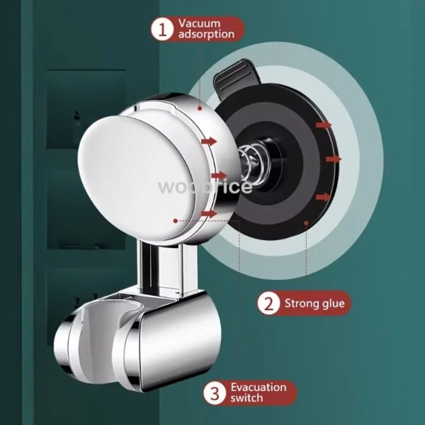 Shower Head Support Mural Douche Suction Cup Holder 360° Adjustable Plating Shower Rail Head Holder Bathroom Wall Mount Bracket - Image 4