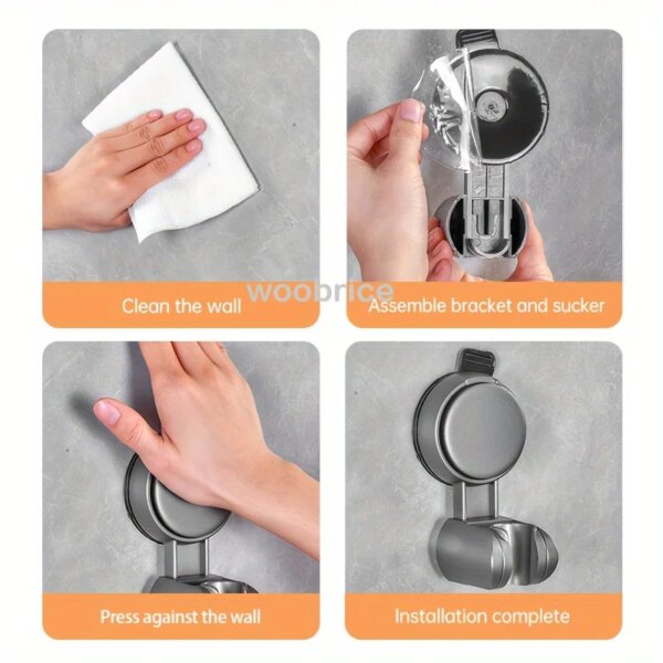Shower Head Support Mural Douche Suction Cup Holder 360° Adjustable Plating Shower Rail Head Holder Bathroom Wall Mount Bracket - Image 6
