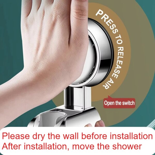 Shower Head Support Mural Douche Suction Cup Holder 360° Adjustable Plating Shower Rail Head Holder Bathroom Wall Mount Bracket - Image 2