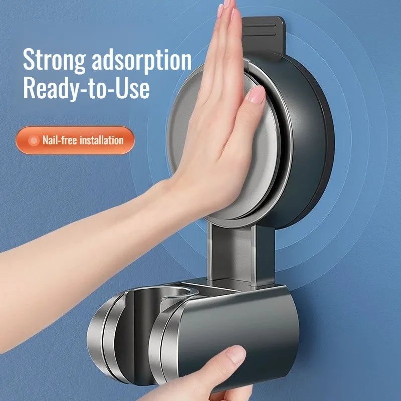 Shower Head Support Mural Douche Suction Cup Holder 360° Adjustable Plating Shower Rail Head Holder Bathroom Wall Mount Bracket