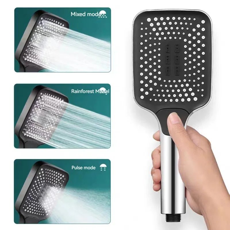 1.5/2M Stainless Steel Shower Hose Black/Silver Long Bathroom Shower Water Hose Extension Plumbing Pipe Showerhead Tube